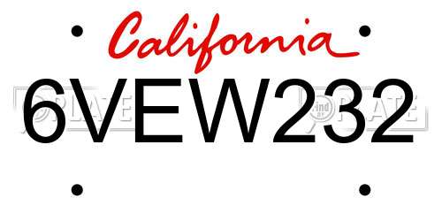6VEW232 California License Plate