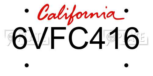 6VFC416 California License Plate