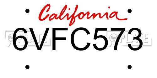 6VFC573 California License Plate
