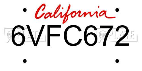 6VFC672 California License Plate