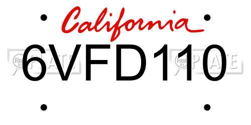 6VFD110 California License Plate