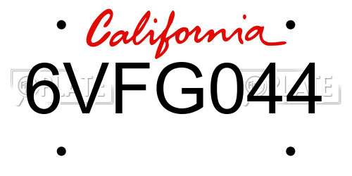6VFG044 California License Plate