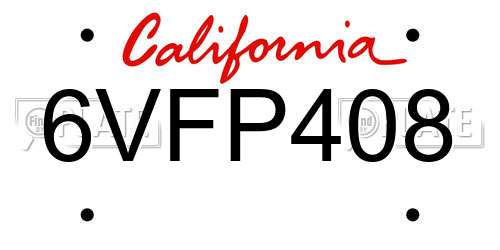 6VFP408 California License Plate