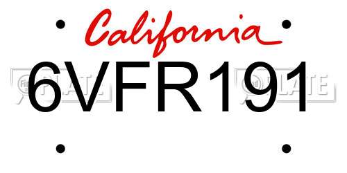6VFR191 California License Plate
