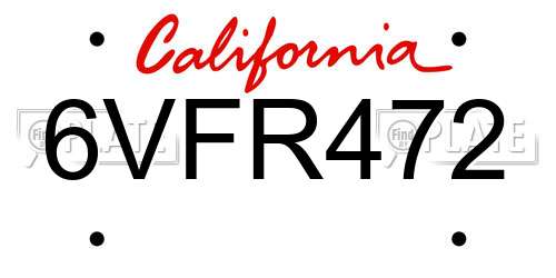 6VFR472 California License Plate