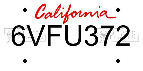 6VFU372 California License Plate
