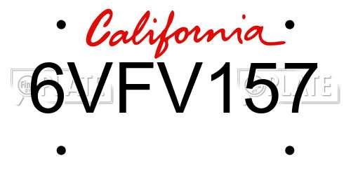 6VFV157 California License Plate