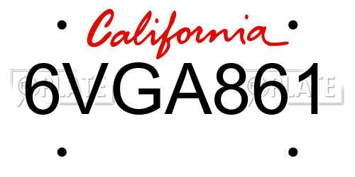 6VGA861 California License Plate