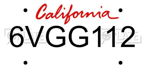 6VGG112 California License Plate
