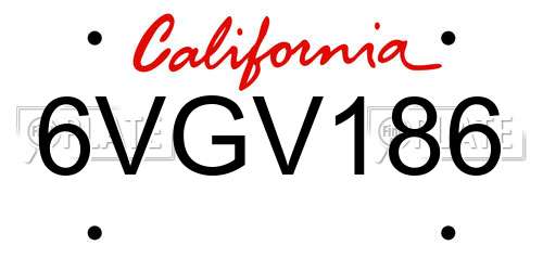 6VGV186 California License Plate
