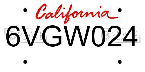 6VGW024 California License Plate