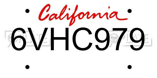 6VHC979 California License Plate