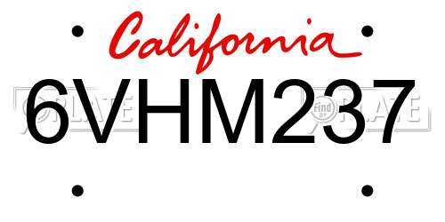 6VHM237 California License Plate