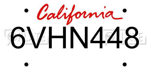 6VHN448 California License Plate