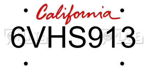 6VHS913 California License Plate