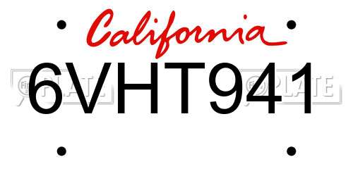 6VHT941 California License Plate