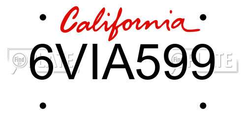 6VIA599 California License Plate