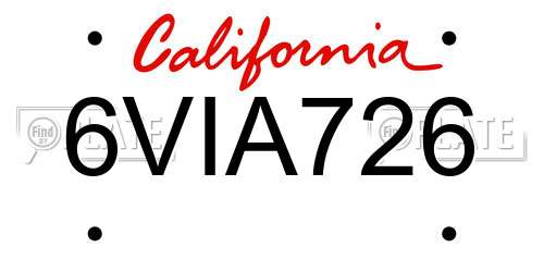 6VIA726 California License Plate