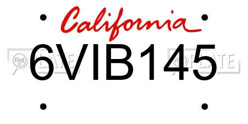 6VIB145 California License Plate