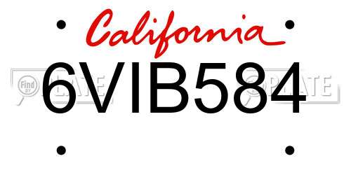 6VIB584 California License Plate
