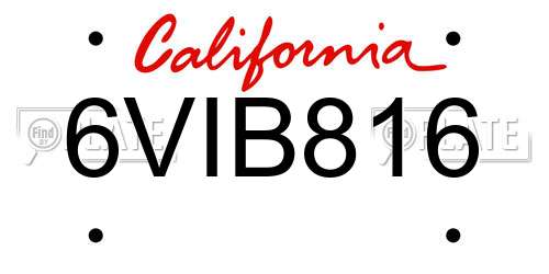 6VIB816 California License Plate
