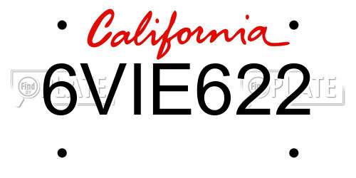 6VIE622 California License Plate