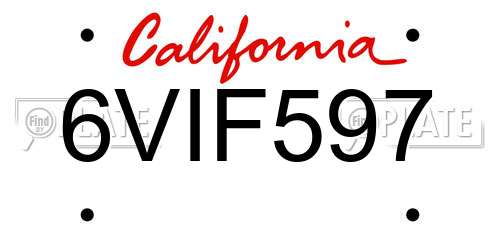6VIF597 California License Plate