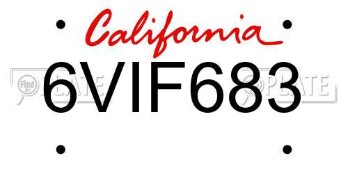 6VIF683 California License Plate