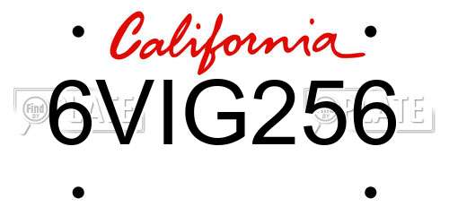 6VIG256 California License Plate