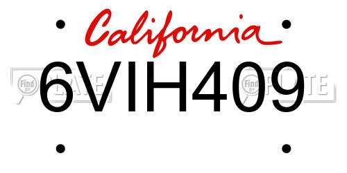 6VIH409 California License Plate