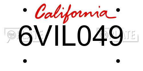 6VIL049 California License Plate
