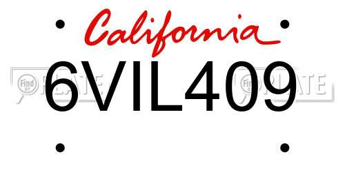 6VIL409 California License Plate