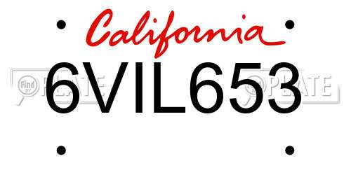 6VIL653 California License Plate