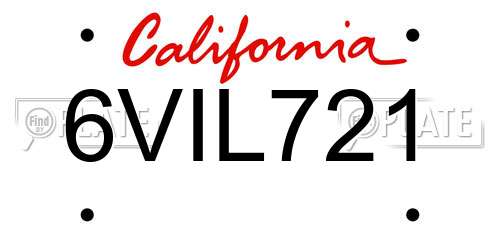 6VIL721 California License Plate