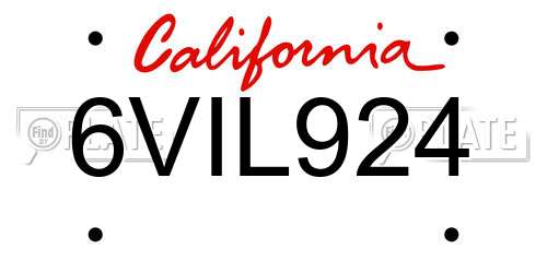 6VIL924 California License Plate