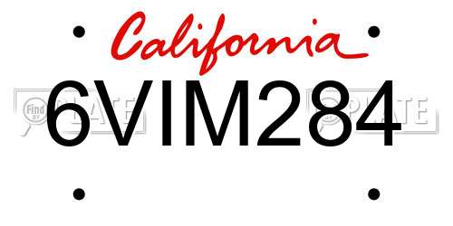 6VIM284 California License Plate