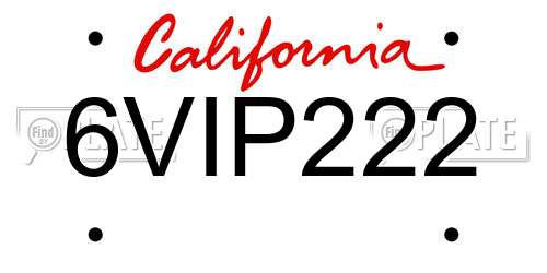 6VIP222 California License Plate