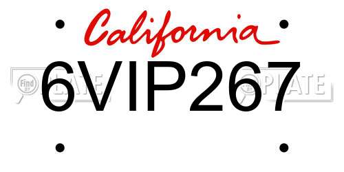 6VIP267 California License Plate