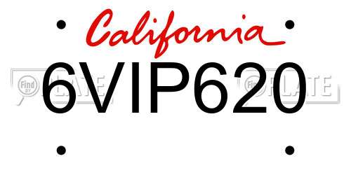 6VIP620 California License Plate