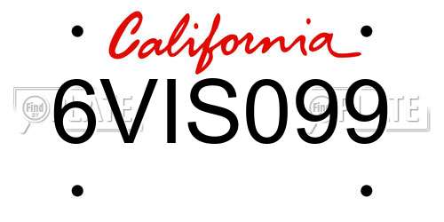 6VIS099 California License Plate