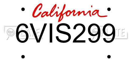 6VIS299 California License Plate
