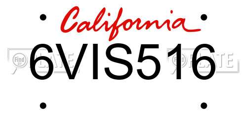 6VIS516 California License Plate