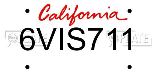 6VIS711 California License Plate