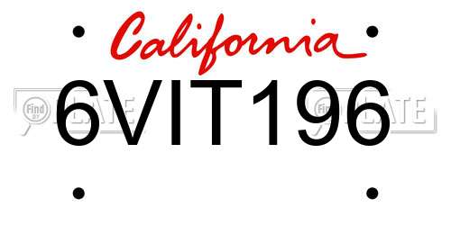 6VIT196 California License Plate