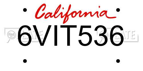 6VIT536 California License Plate