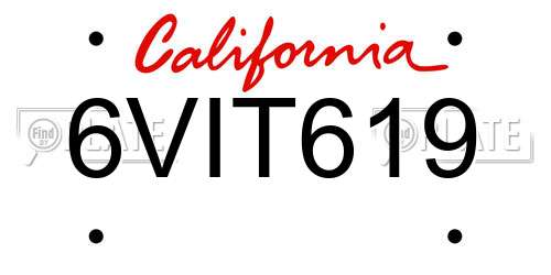 6VIT619 California License Plate