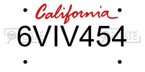 6VIV454 California License Plate