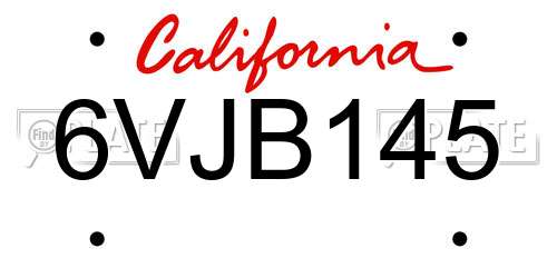 6VJB145 California License Plate
