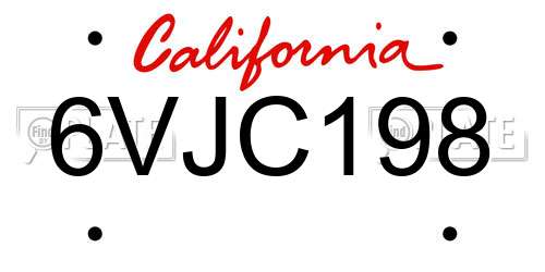 6VJC198 California License Plate