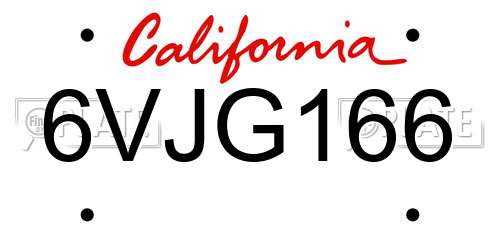 6VJG166 California License Plate